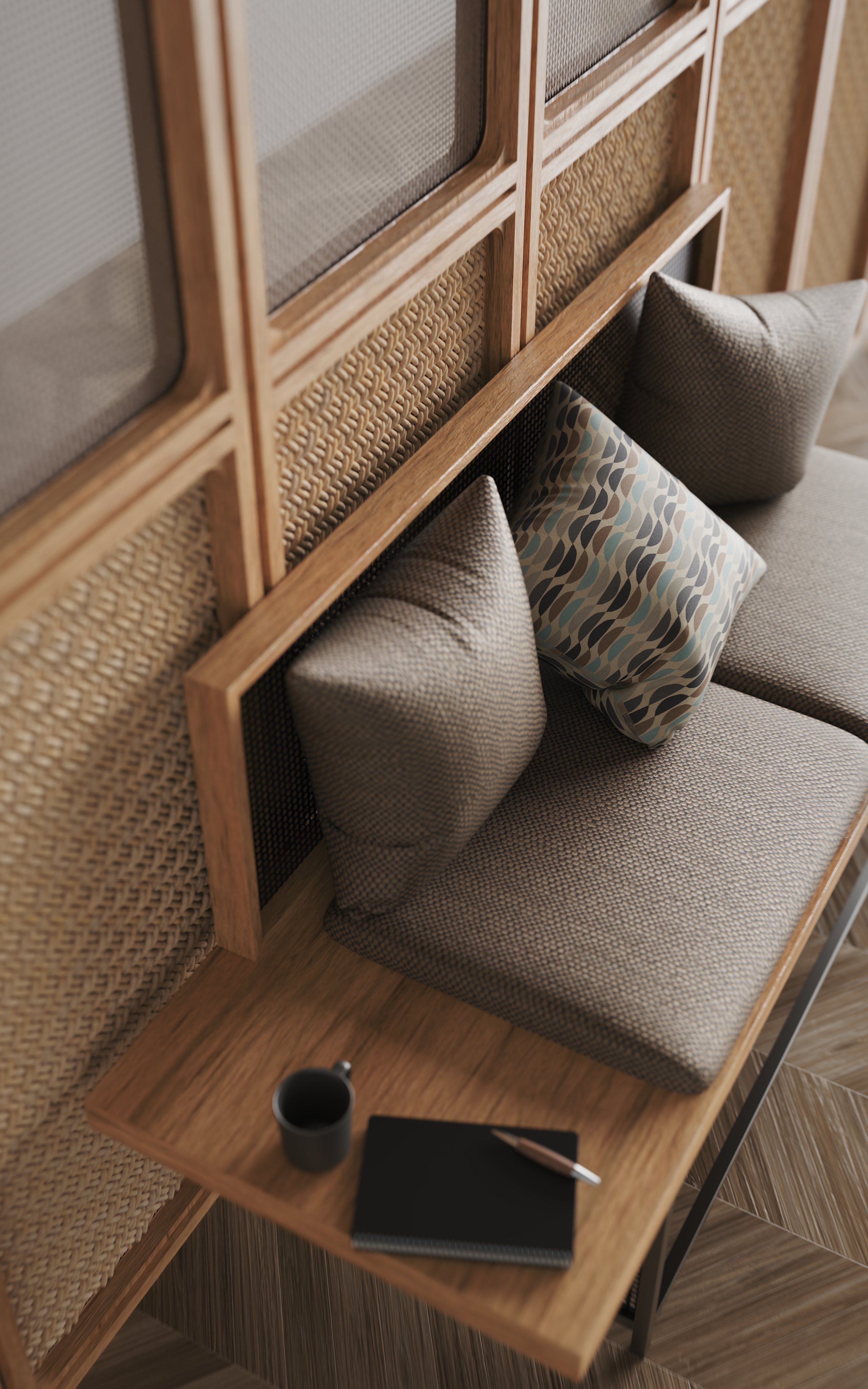keyshot-cloud-rendering-example-02 Interior scene with a lounge bench, rendered with KeyShot Cloud Rendering