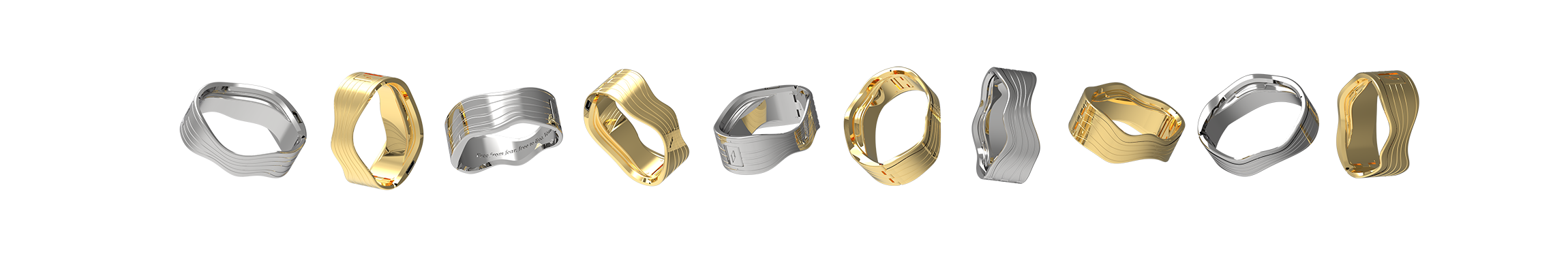Venus Safety bracelet in silver and gold, rendered in KeyShot Studio